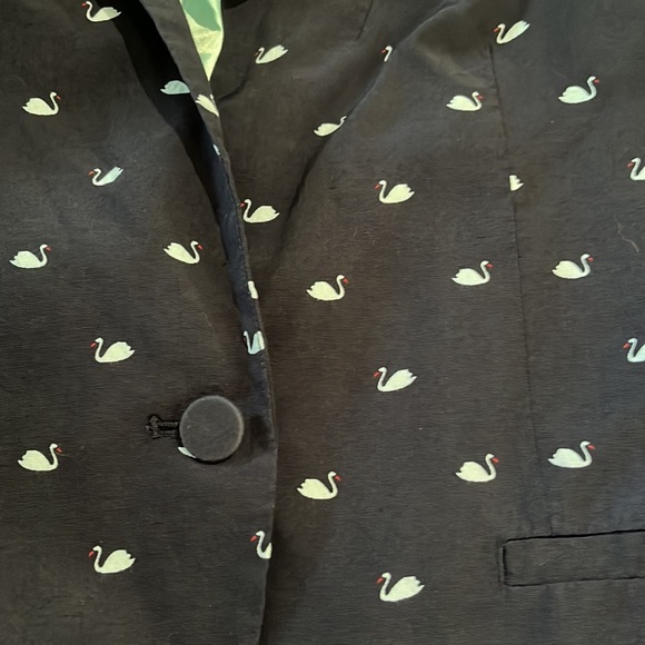 OCHIRLY Swan Navy Blazer Whimsical Barbie Kawaii Preppy Casual Coat Jacket Top M - Picture 3 of 5